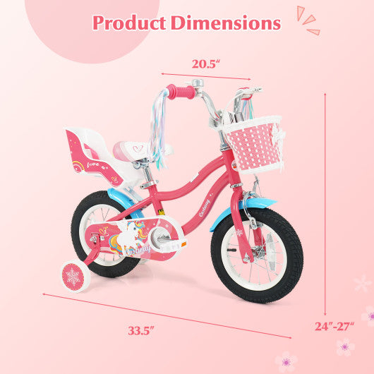12/14/16/18 Inch Girls Bike for 3-8 Years Old Kids Bike with Doll Seat-12 inches