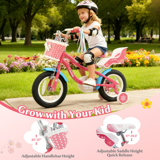 12/14/16/18 Inch Girls Bike for 3-8 Years Old Kids Bike with Doll Seat-12 inches
