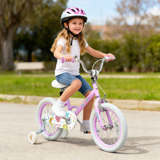 12/14/16/18 Inch Kids Bike Adjustable for 3-8 Years Old Children Purple - Stars & Moon-16 inch