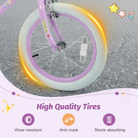 12/14/16/18 Inch Kids Bike Adjustable for 3-8 Years Old Children Purple - Stars & Moon-16 inch