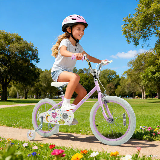 12/14/16/18 Inch Kids Bike Adjustable for 3-8 Years Old Children Purple - Stars & Moon-18 inches