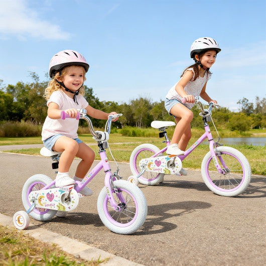 12/14/16/18 Inch Kids Bike Adjustable for 3-8 Years Old Children Purple - Stars & Moon-18 inches