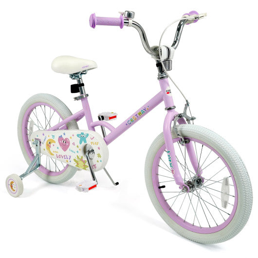 12/14/16/18 Inch Kids Bike Adjustable for 3-8 Years Old Children Purple - Stars & Moon-18 inches
