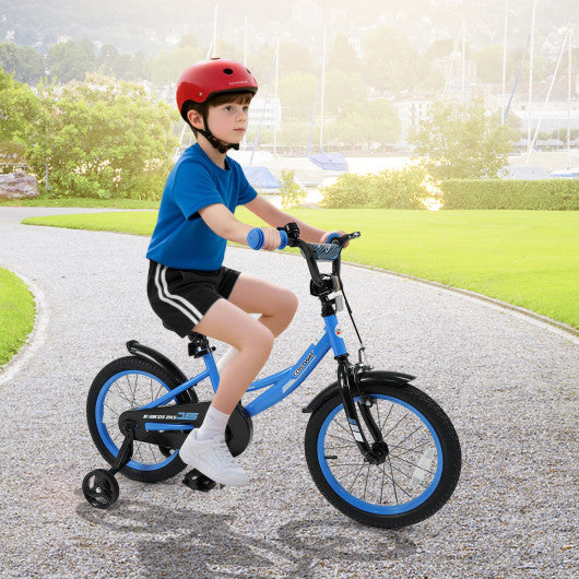 12/14/16/18 Inches Kids Bike with Removable Training Wheels and Adjustable Seatfor 3-8 Years Old Navy-16 inches