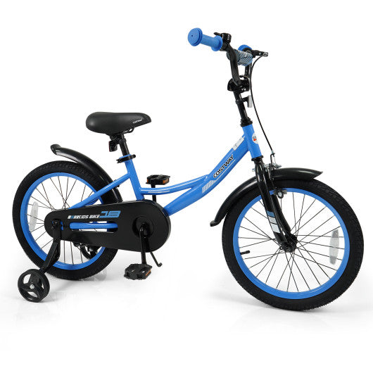 12/14/16/18 Inches Kids Bike with Removable Training Wheels and Adjustable Seatfor 3-8 Years Old Navy-18 inches