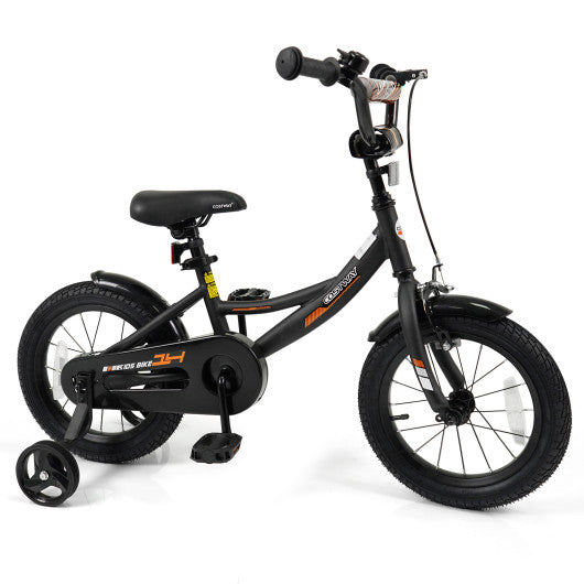 12/14/16/18 Inches Kids Bike with Removable Training Wheels and Adjustable Seatfor 3-8 Years Old Black-14 inches