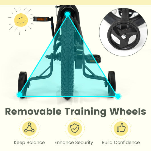 12/14/16/18 Inches Kids Bike with Removable Training Wheels and Adjustable Seatfor 3-8 Years Old Black-14 inches