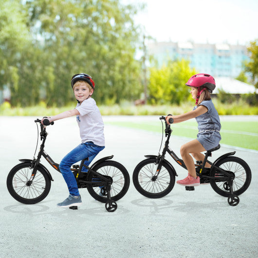 12/14/16/18 Inches Kids Bike with Removable Training Wheels and Adjustable Seatfor 3-8 Years Old Black-18 inches