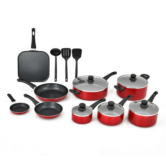 17 Pieces Hard Anodized Nonstick Cookware Pots and Pans Set