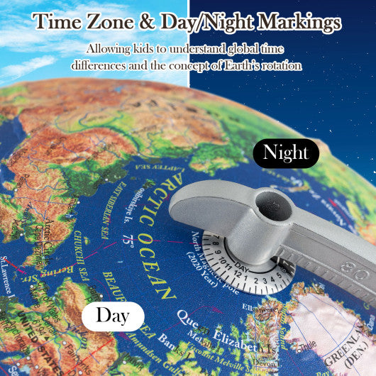 12 Inch Illuminated World Globe Antique Light up Globe Night Lamp-Navy