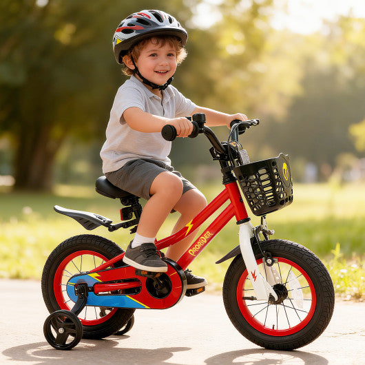 12 Inch Kids Bike Children Bicycle with Training Wheels for 3-4 Years Old-Red