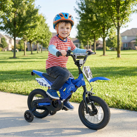 12 Inch Kids Bike Motorcycle-Inspired for Boy Girl Ages 3-4 Years-Blue