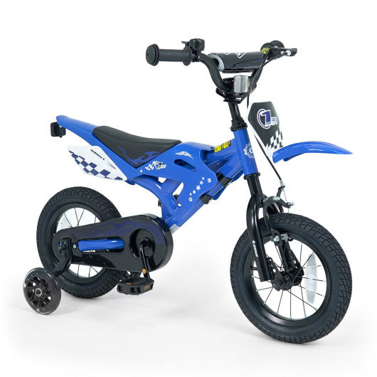 12 Inch Kids Bike Motorcycle-Inspired for Boy Girl Ages 3-4 Years-Blue