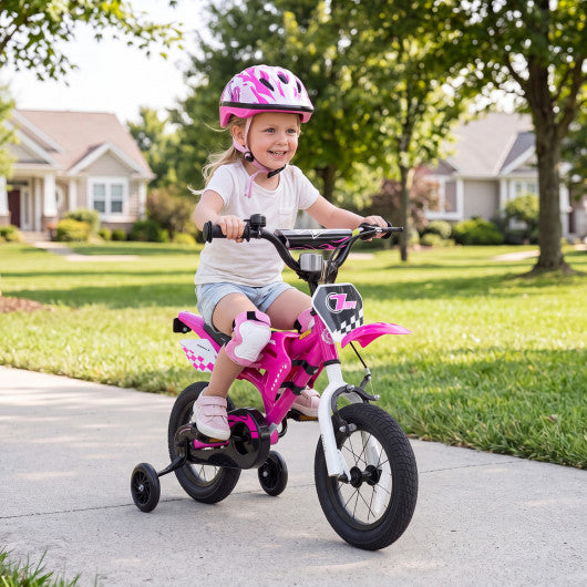 12 Inch Kids Bike Motorcycle-Inspired for Boy Girl Ages 3-4 Years-Pink
