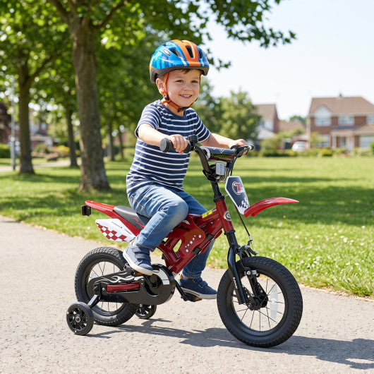 12 Inch Kids Bike Motorcycle-Inspired for Boy Girl Ages 3-4 Years-Red