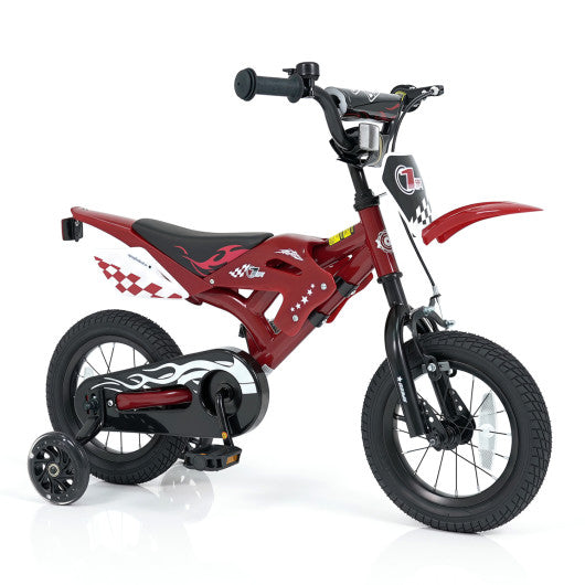 12 Inch Kids Bike Motorcycle-Inspired for Boy Girl Ages 3-4 Years-Red