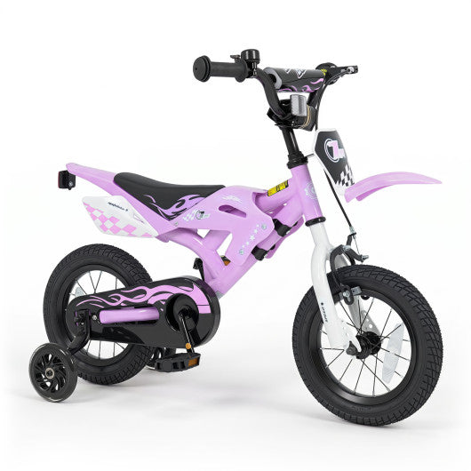 12 Inch Kids Bike Motorcycle-Inspired for Boy Girl Ages 3-4 Years-Purple