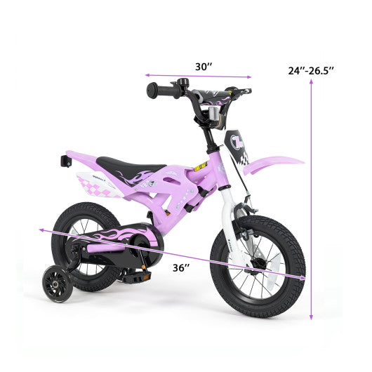 12 Inch Kids Bike Motorcycle-Inspired for Boy Girl Ages 3-4 Years-Purple