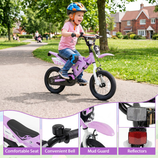 12 Inch Kids Bike Motorcycle-Inspired for Boy Girl Ages 3-4 Years-Purple