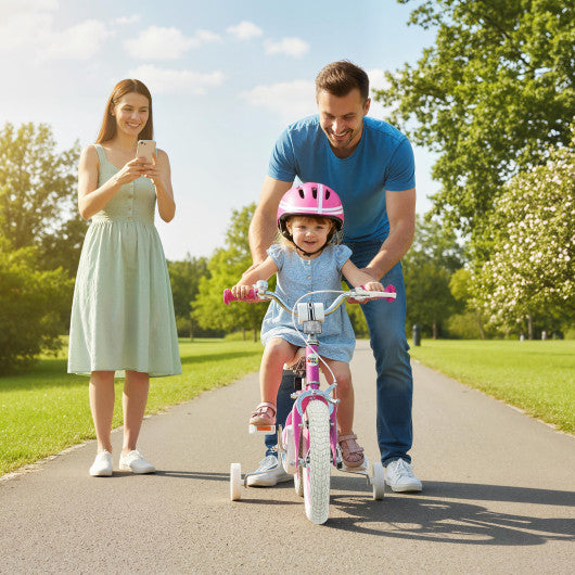 12 Inch Kids Bike for Aged 3-8 Years Old with Adjustable Handlebar Pink- Starlight Wave