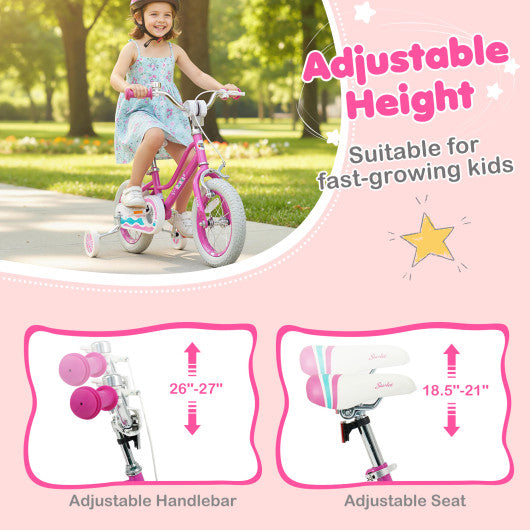 12 Inch Kids Bike for Aged 3-8 Years Old with Adjustable Handlebar Pink- Starlight Wave