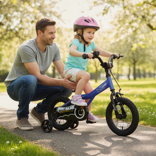 12-Inch Kids Bike with Removable Training Wheels Navy - Brave Hero