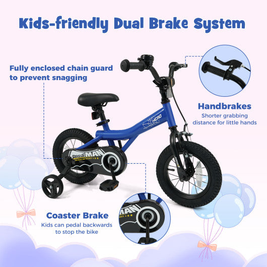 12-Inch Kids Bike with Removable Training Wheels Navy - Brave Hero