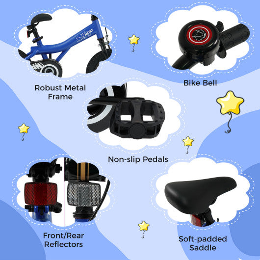 12-Inch Kids Bike with Removable Training Wheels Navy - Brave Hero