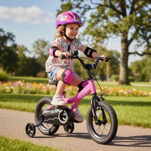 12-Inch Kids Bike with Removable Training Wheels Pink-Brave Hero