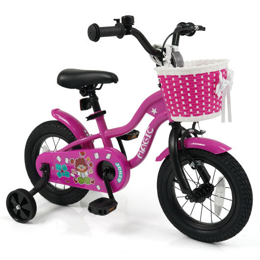 12 Inch Kids Bike with Training Wheels for Aged 3-4 Years Old - Magic Rose