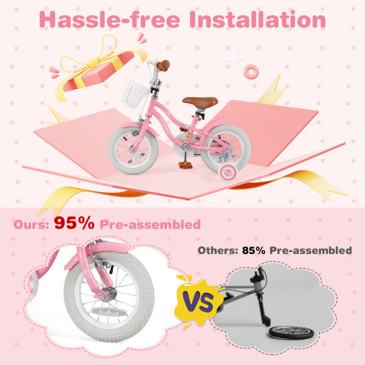 12 Inch Kids Bike with Training Wheels and Basket for Boys Girls 3-4 Years Old