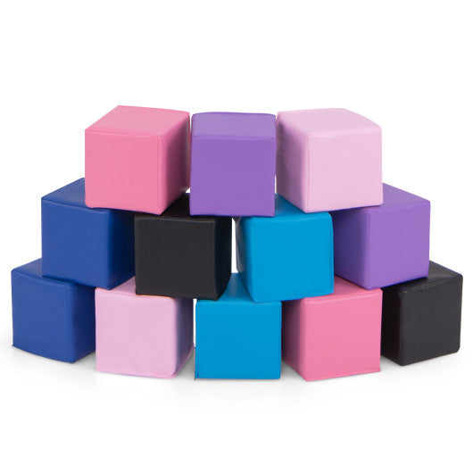 12 Pieces Soft Foam Building Blocks Climbing Foam Cubes Set for Kids-Deep Multicolor