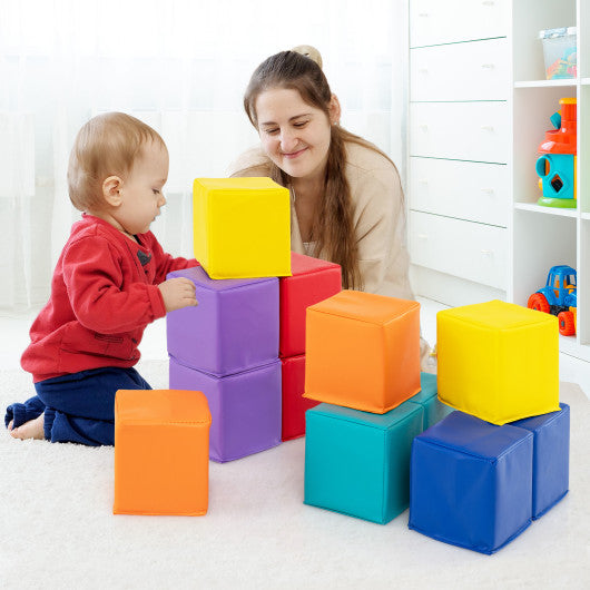 12 Pieces Soft Foam Building Blocks Climbing Foam Cubes Set for Kids-Multicolor