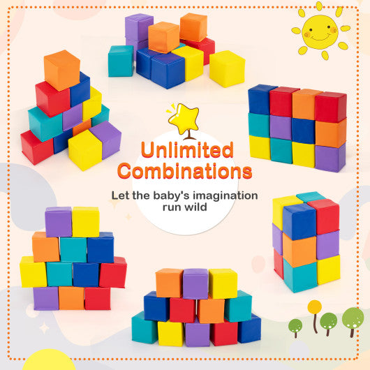 12 Pieces Soft Foam Building Blocks Climbing Foam Cubes Set for Kids-Multicolor