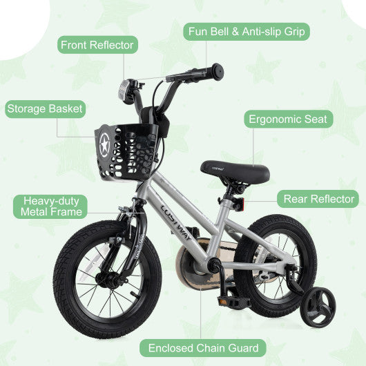 12 Inch Kids Bike Adjustable with Transparent Chain Cover for 3-4 Years Old