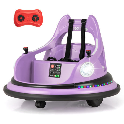 12V Kids Ride On Bumper Car with Remote Control and Dual Joysticks-Purple