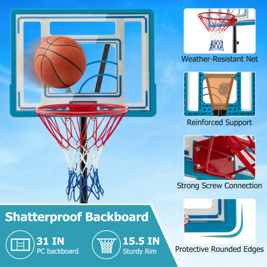Kids Basketball Hoop Adjustable 3.8 FT Indoor Outdoor with Wheels