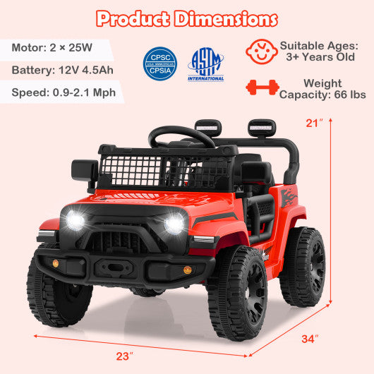 12V Kids Ride on Truck Car Battery Powered Electric Vehicle-Red