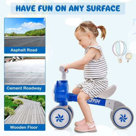 Baby Balance Bike No Pedal Lightweight Infant 4 Wheels Baby Bicycle-Blue