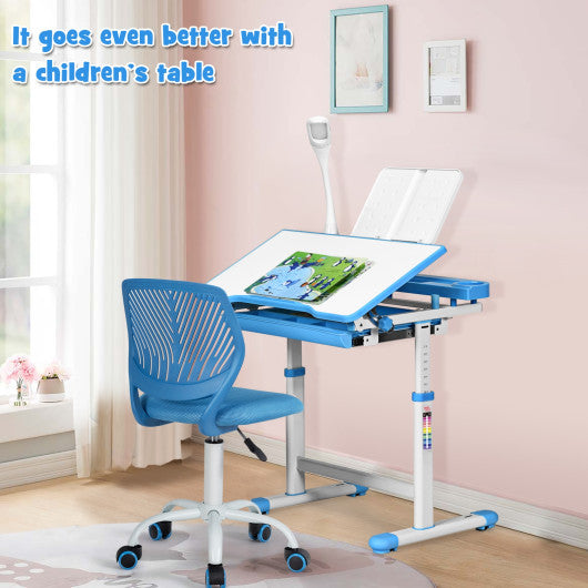 Adjustable Office Task Desk Armless Chair-Blue