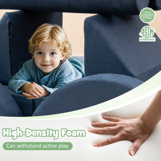 13 Pieces Convertible Modular Kids Play Couch for Nursery Playroom Bedroom-Gray