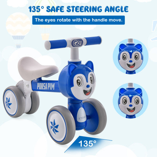 Baby Balance Bike No Pedal Lightweight Infant 4 Wheels Baby Bicycle-Blue