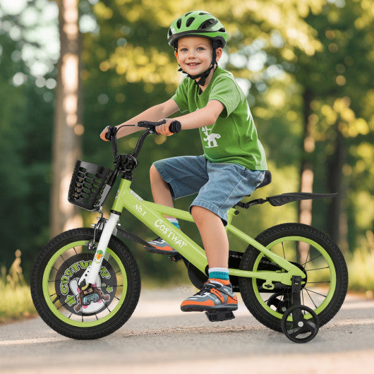 14 Inch Kids Bike Adjustable with Detachable Training Wheels for 3-5 Years Old-14 inches