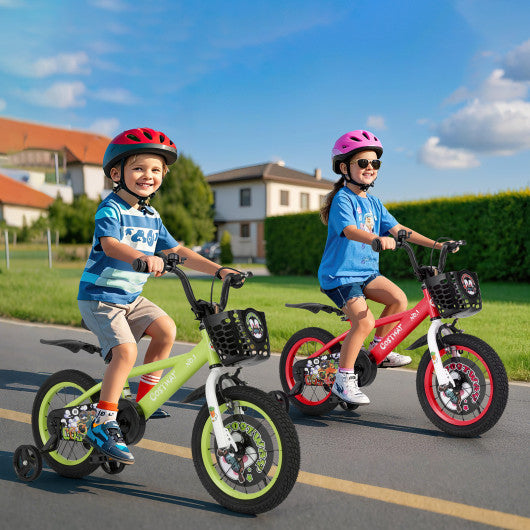 14 Inch Kids Bike Adjustable with Detachable Training Wheels for 3-5 Years Old-14 inches