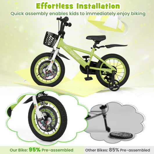 14 Inch Kids Bike Adjustable with Detachable Training Wheels for 3-5 Years Old-14 inches