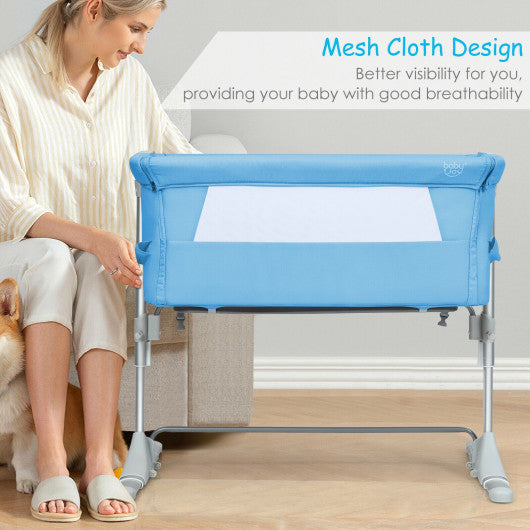 Travel Portable Baby Bed Side Sleeper Bassinet Crib with Carrying Bag-Blue