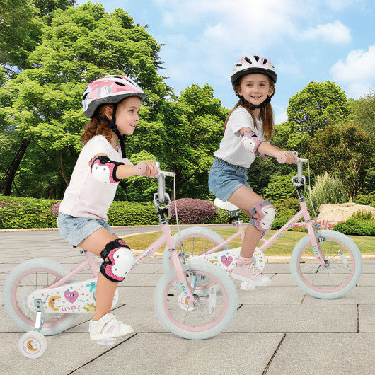14 Inch Kids Bike Adjustable for 3-8 Years Old Children Pink - Stars & Moon