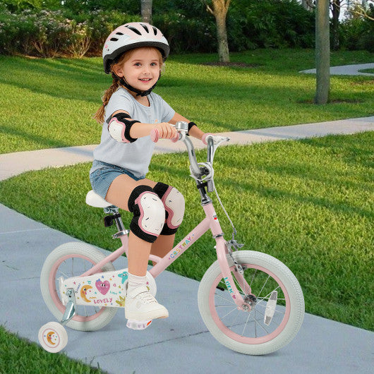 14 Inch Kids Bike Adjustable for 3-8 Years Old Children Pink - Stars & Moon