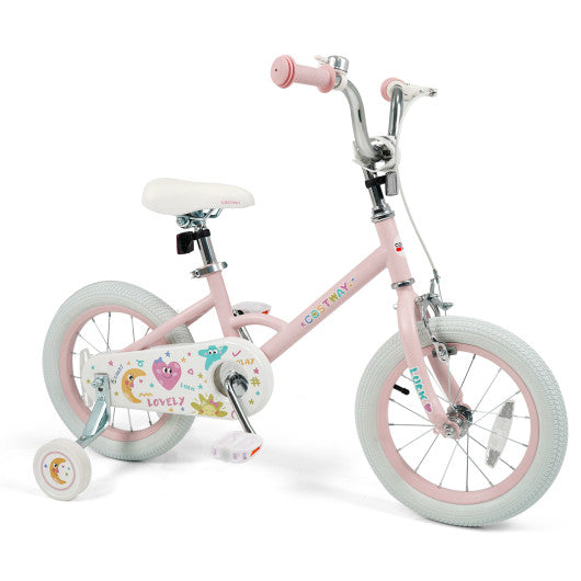 14 Inch Kids Bike Adjustable for 3-8 Years Old Children Pink - Stars & Moon