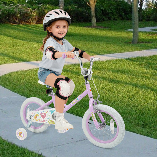 14 Inch Kids Bike Adjustable for 3-8 Years Old Children Purple - Stars & Moon